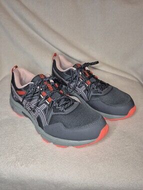 Asics "Gel Venture 8"- WOMENS 12 - Grey & Peach Trail Running Sneaker